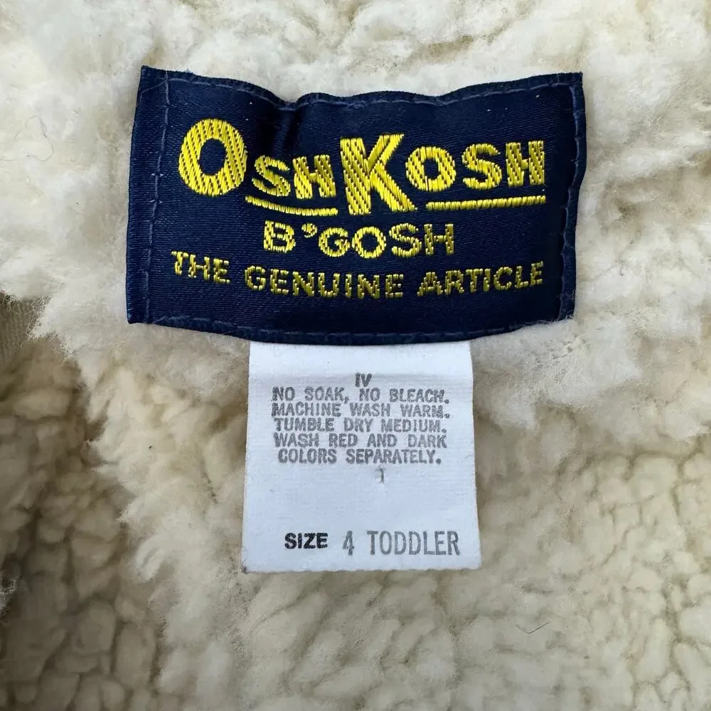 Vintage 70s OshKosh B’Gosh Jacket 4T Blue Corduroy Sherpa Lined Union Made USA